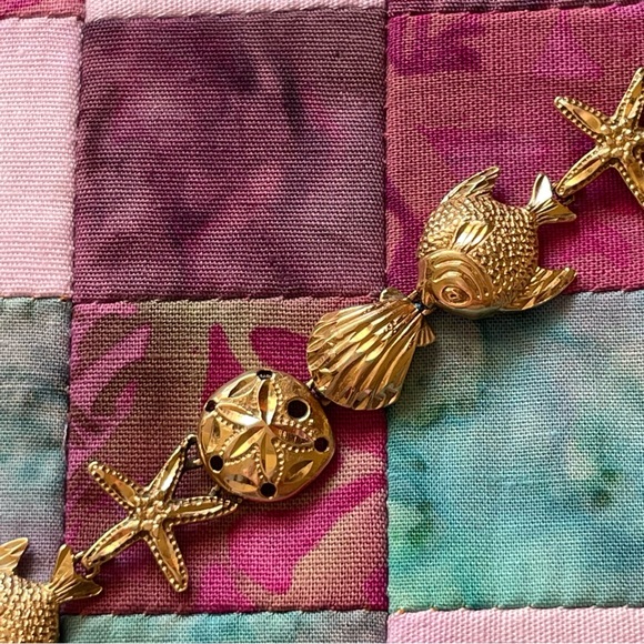VINTAGE 14K YELLOW GOLD STARFISH, SHELL, AND SAND DOLLAR BRACELET 7” FINAL 🩷 - Picture 17 of 17